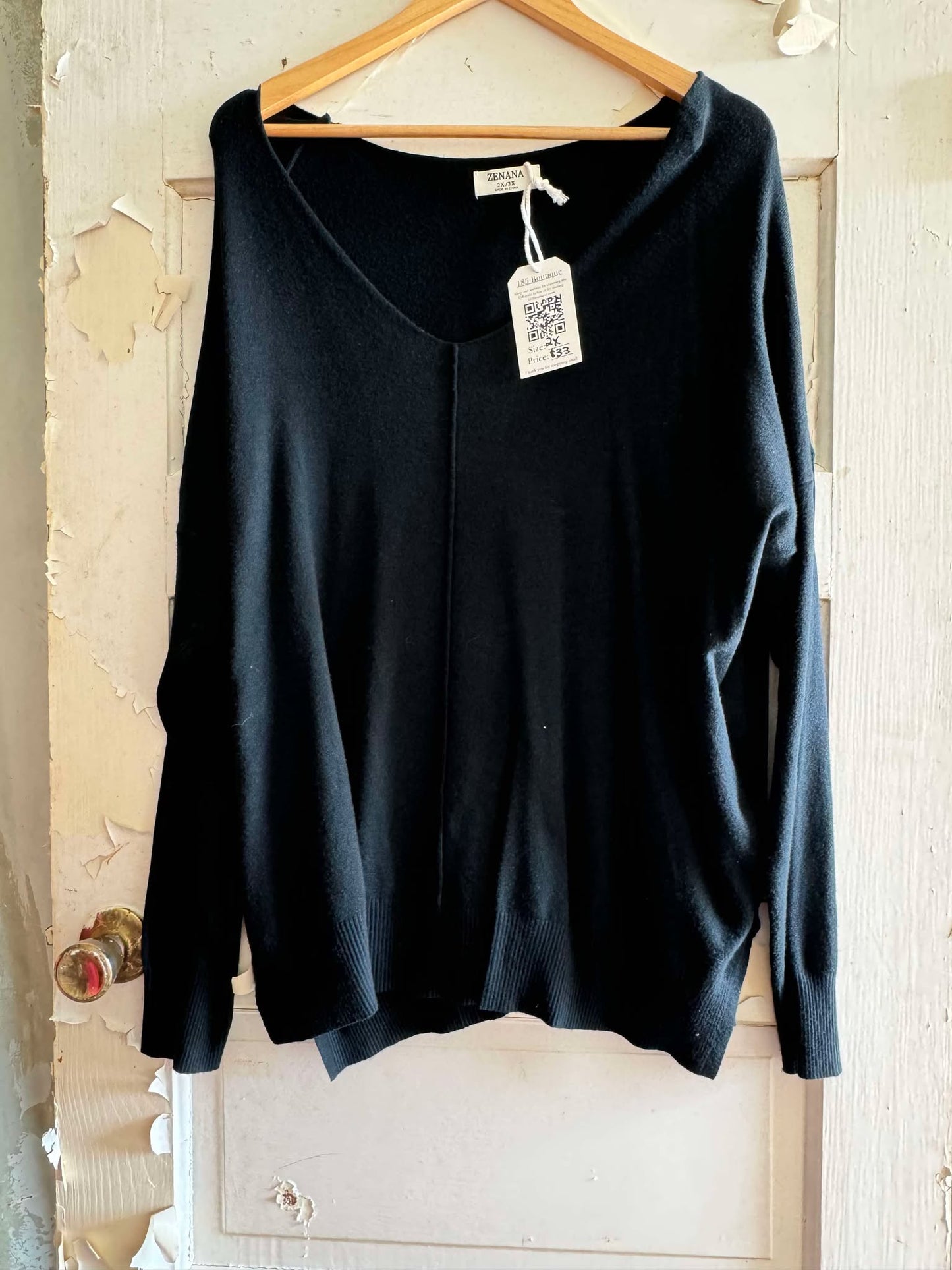 Zenana Black Front Seem Long Sleeve