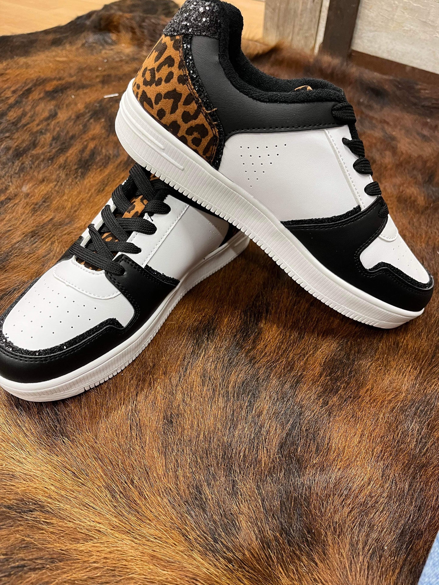 Very G Cheetah & Black Glitter Sneakers