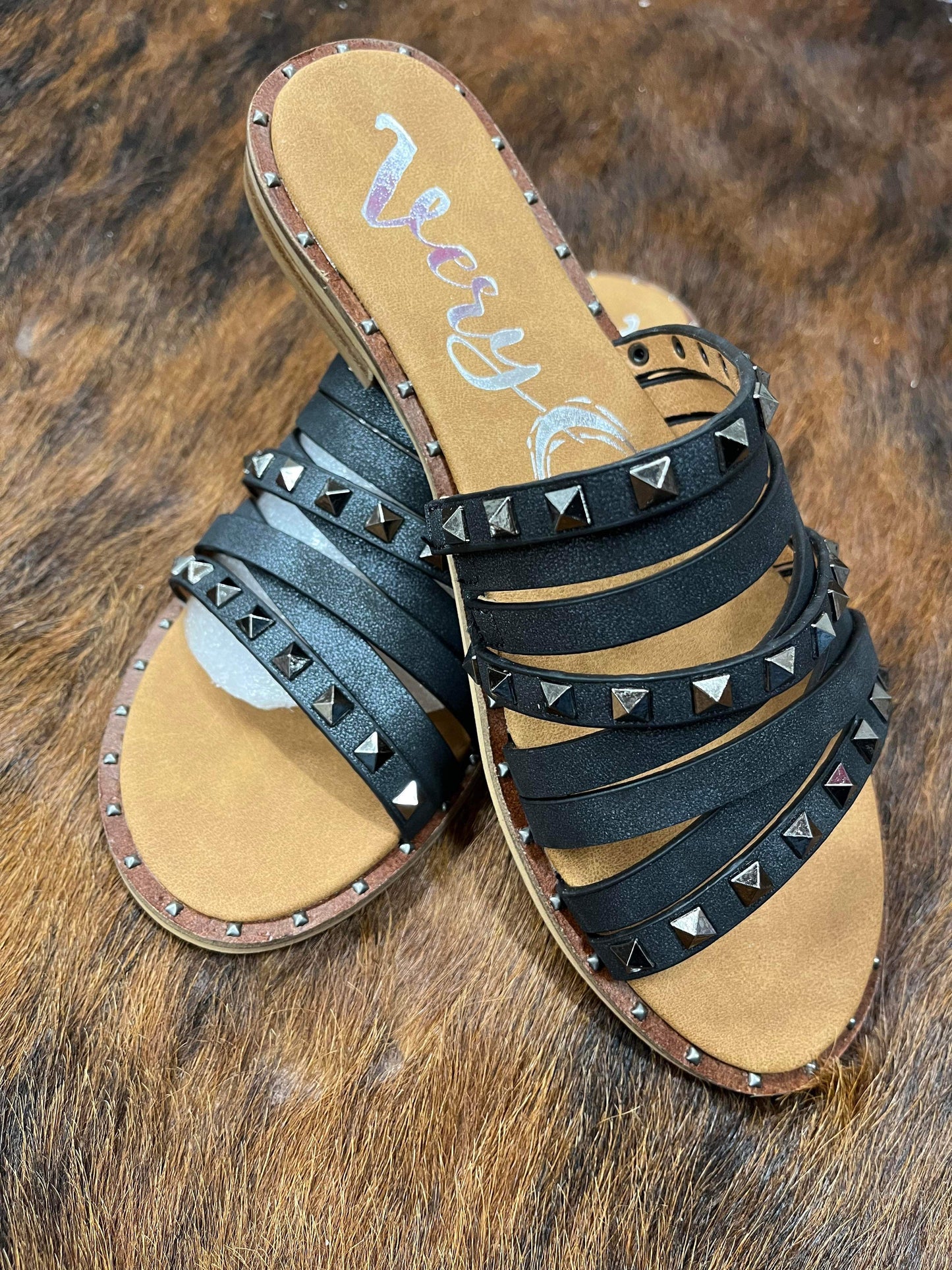 Very G Charcoal Stud Sandals